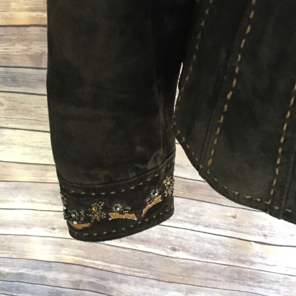 Coldwater Creek Suede Embellished Snap Jacket - Picture 4 of 8